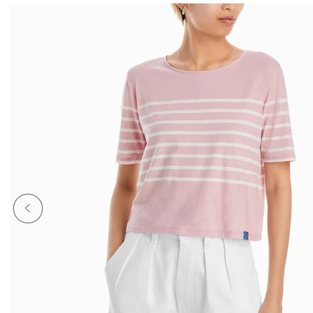 KULE Pink and White Striped Short Sleeve Top